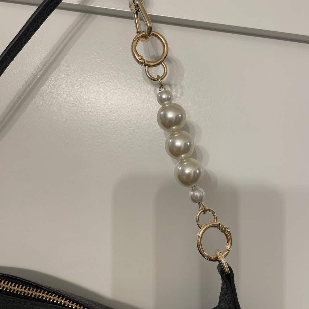 Bag strap extender with Pearl and Gold Accents